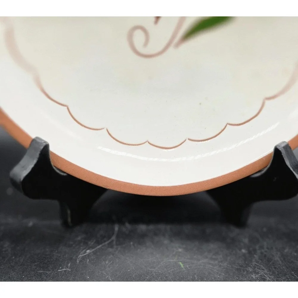 Vintage Redware Pottery Trinket Dish Plate Borrowing Leads To Sorrowing 7
